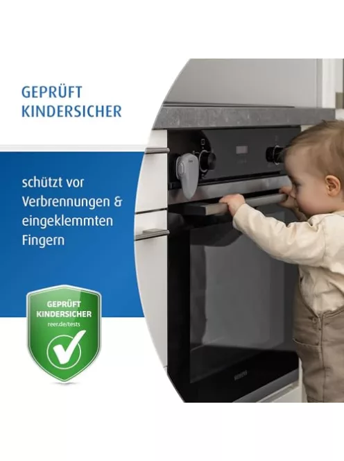Reer Sütő gyerekzár | Konyhai gyerekvédelem | a sütőajtó biztonságos zárásához | szürke OUTLET termék