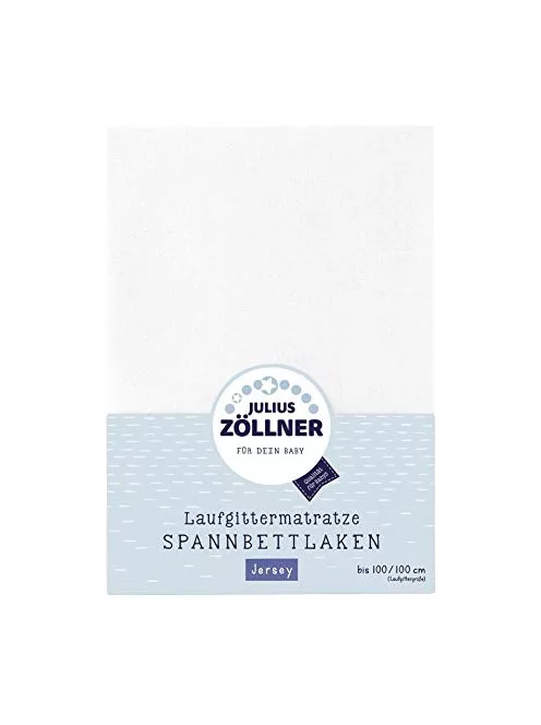 Julius Zöllner Jersey gumis lepedő, 100x100 cm-es járókamatracokhoz, fehér OUTLET termék