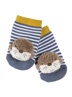   Fehn Otter Theo csörgő zokni – Activity babazokni állatmintával OUTLET termék