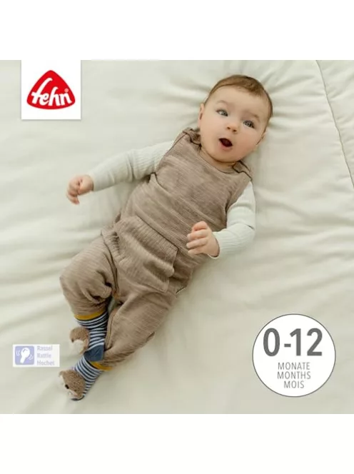 Fehn Otter Theo csörgő zokni – Activity babazokni állatmintával OUTLET termék