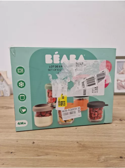 BÉABA bébiétel tárolóedény – 6 darabos csomag – mérőbeosztással – hőálló – 250 ml – Sunrise OUTLET termék