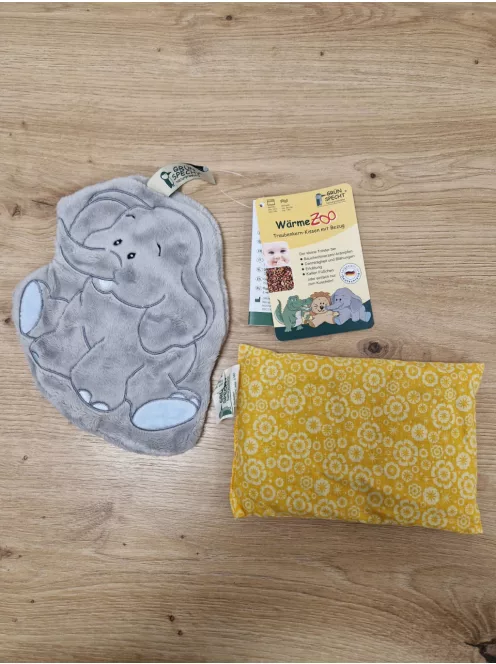 GRÜNSPECHT Wärmezoo melegítő párna, szőlőmag töltet, 100% pamut, elefánt OUTLET termék