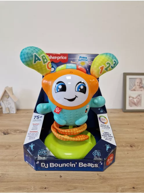 Fisher-Price DJ Hüpfi interaktív német nyelvű játék, OUTLET termék