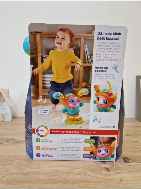 Fisher-Price DJ Hüpfi interaktív német nyelvű játék, OUTLET termék