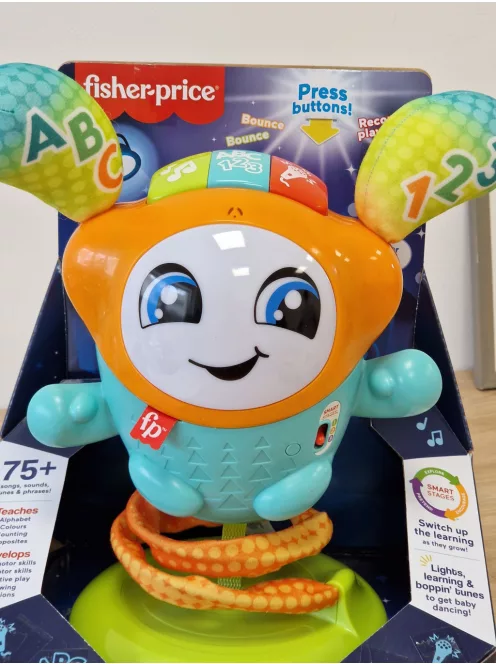 Fisher-Price DJ Hüpfi interaktív német nyelvű játék, OUTLET termék