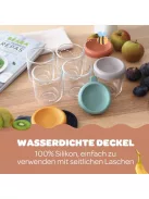 BÉABA 2 darabos üvegtároló szett bébiételhez – extra ellenálló üveg, 100% szivárgásmentes, hőálló, fagyasztható, sterilizálható, skálával, 250 ml, zsályazöld/gazella OUTLET termék