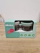 BÉABA 2 darabos üvegtároló szett bébiételhez – extra ellenálló üveg, 100% szivárgásmentes, hőálló, fagyasztható, sterilizálható, skálával, 250 ml, zsályazöld/gazella OUTLET termék