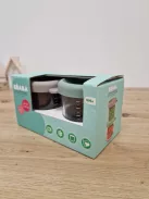 BÉABA 2 darabos üvegtároló szett bébiételhez – extra ellenálló üveg, 100% szivárgásmentes, hőálló, fagyasztható, sterilizálható, skálával, 250 ml, zsályazöld/gazella OUTLET termék