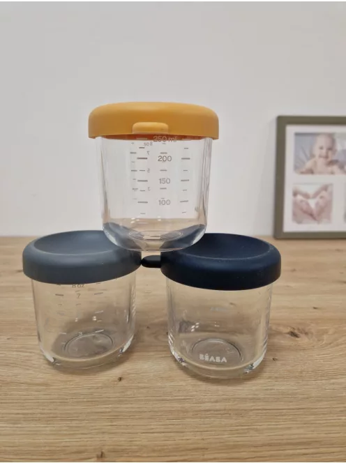 BÉABA bébiétel tárolóedény – 6 darabos csomag – mérőbeosztással – hőálló – 250 ml – Sunrise OUTLET termék