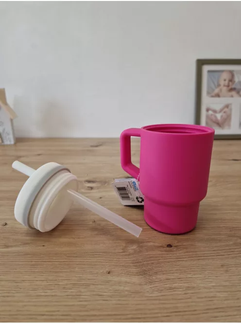 INFANTINO pohár, szivárgásmentes szívószállal, fogantyúval, 255 ml, pink OUTLET termék