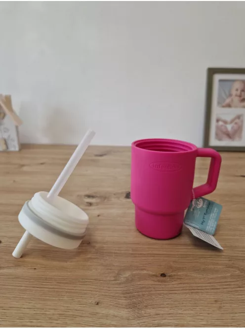 INFANTINO pohár, szivárgásmentes szívószállal, fogantyúval, 255 ml, pink OUTLET termék