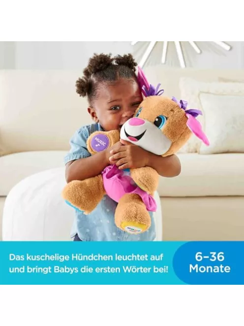 Fisher-Price németül beszélő, éneklő plüssjáték, babajáték 6 hónapos kortól, OUTLET termék
