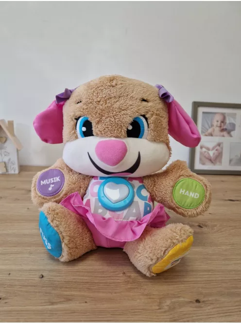 Fisher-Price németül beszélő, éneklő plüssjáték, babajáték 6 hónapos kortól, OUTLET termék