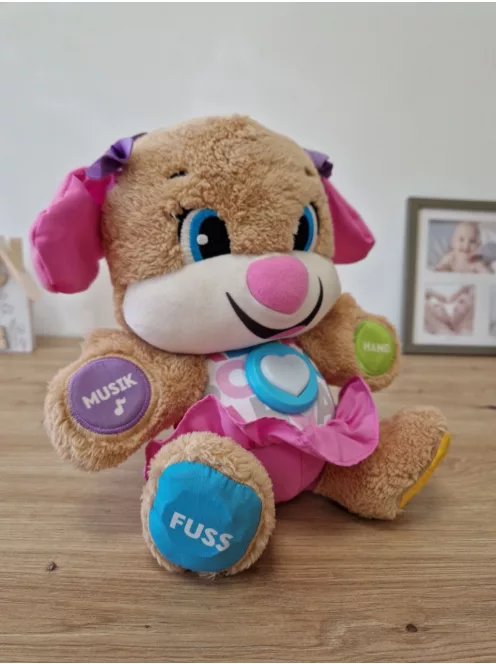 Fisher-Price németül beszélő, éneklő plüssjáték, babajáték 6 hónapos kortól, OUTLET termék