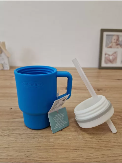 INFANTINO itatópohár kifolyásbiztos szívószállal és kisgyermekbarát füllel,255 ml, óceán OUTLET termék