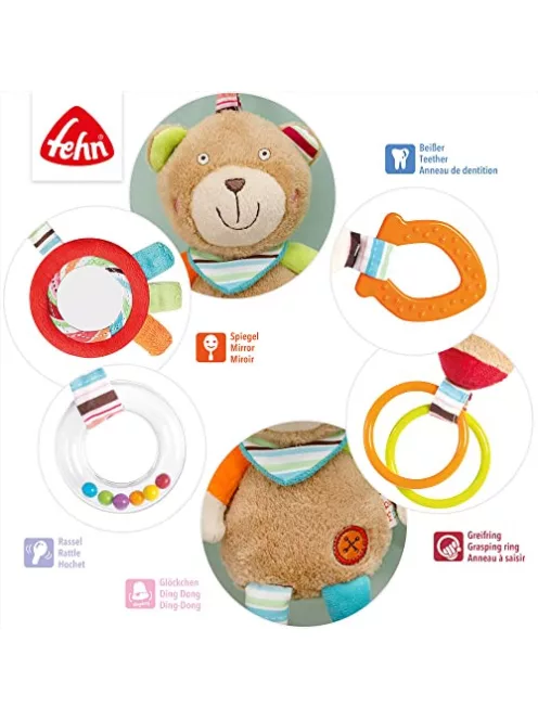 Fehn Activity-Teddy játékállat – készségfejlesztő játék babáknak OUTLET termék