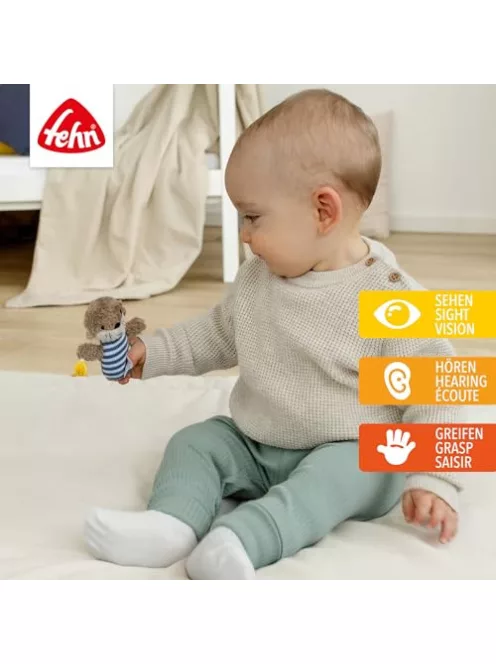 Fehn Theo vidra csörgőbot – plüss fogójáték babáknak, hűséges társ 0 hónapos kortól OUTLET termék