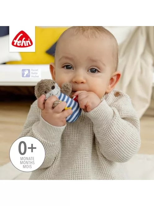 Fehn Theo vidra csörgőbot – plüss fogójáték babáknak, hűséges társ 0 hónapos kortól OUTLET termék