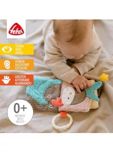   Fehn Bruno puha képeskönyv, felakasztható textilkönyv játék babakocsihoz és babahordozóhoz OUTLET termék
