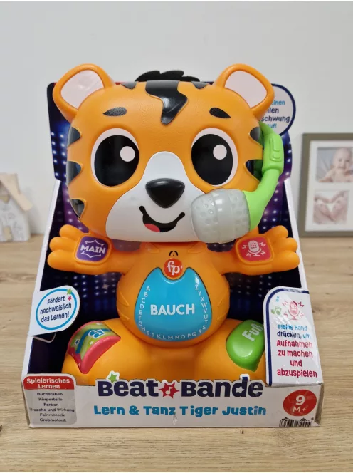 Fisher-Price Beat Bande Lern & Tanz Tiger Justin tanulójáték babáknak és kisgyermekeknek, német nyelvű kiadás OUTLET termék