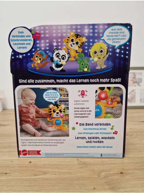 Fisher-Price Beat Bande Lern & Tanz Tiger Justin tanulójáték babáknak és kisgyermekeknek, német nyelvű kiadás OUTLET termék