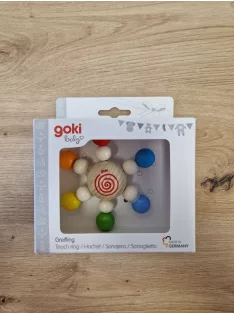   Goki - kézségfejlesztős csörgőjáték, természetes festékekkel. OUTLET termék