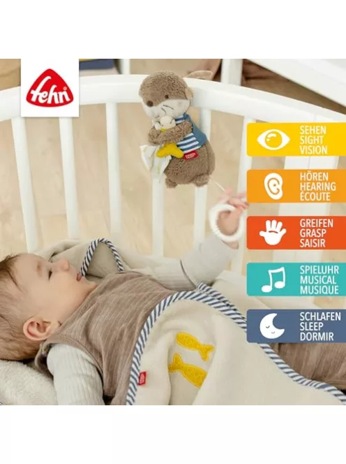 Fehn Mini zenélő felhúzhatós plüss játék, 0 hónapos kortól OUTLET termék