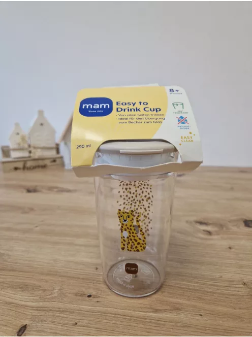 MAM Easy to Drink Cup 360° tanulópohár 290 ml, 8 hónapos kortól, Leopard mintás OUTLET termék