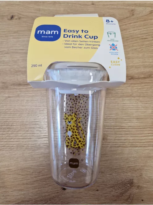 MAM Easy to Drink Cup 360° tanulópohár 290 ml, 8 hónapos kortól, Leopard mintás OUTLET termék