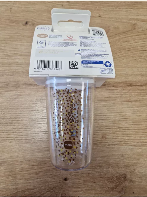 MAM Easy to Drink Cup 360° tanulópohár 290 ml, 8 hónapos kortól, Leopard mintás OUTLET termék