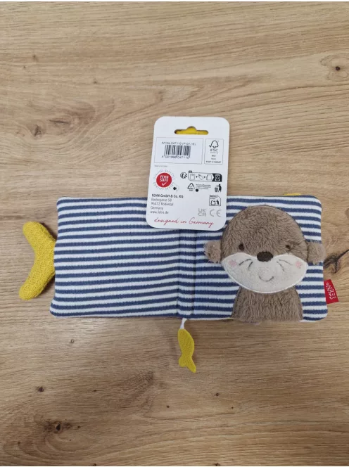 Fehn Otter Theo szövetkönyv, megfogható elemekkel, 8 oldal izgalmas színekkel és funkciókkal a tapintáshoz és csodálkozáshoz OUTLET termék