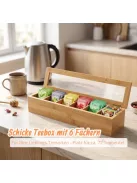 Relaxdays 10031460 bambusz teásdoboz, 6 rekesz, 72 teafilter OUTLET termék