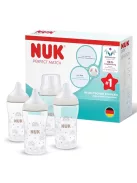 NUK Perfect Match cumisüveg  3+ hó, 260 ml hőérzékelős,szivárvány, 4 darabos szett OUTLET termék