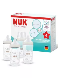   NUK Perfect Match cumisüveg  3+ hó, 260 ml hőérzékelős,szivárvány, 4 darabos szett OUTLET termék
