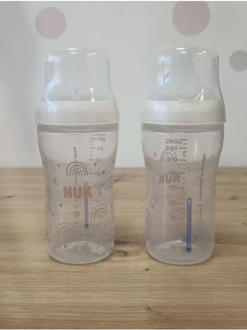 NUK Perfect Match cumisüveg  3+ hó, 260 ml hőérzékelős,szivárvány, 4 darabos szett OUTLET termék