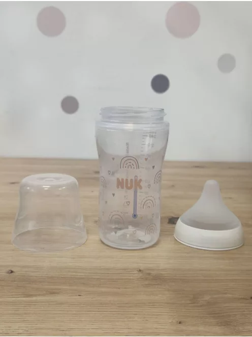 NUK Perfect Match cumisüveg  3+ hó, 260 ml hőérzékelős,szivárvány, 4 darabos szett OUTLET termék