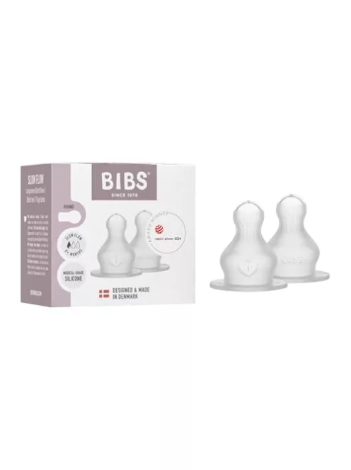 BIBS 2 darabos etetőcumi Szilikon, 6+ hó, antikólikás, kerek cumiformával – szilikon OUTLET termék