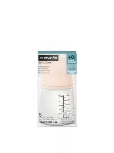  Suavinex Zero Zero anti-kolik cumisüveg lassú folyású szilikon etetőcumival (S), 0 hónapos kortól, újszülötteknek, 180 ml OUTLET termék