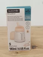 Suavinex Zero Zero anti-kolik cumisüveg lassú folyású szilikon etetőcumival (S), 0 hónapos kortól, újszülötteknek, 180 ml OUTLET termék