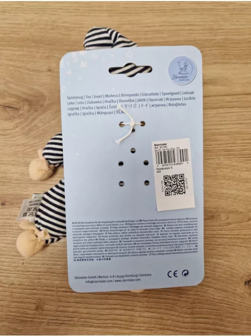 Sterntaler Heiko játékbaba, beépített csörgővel, újszülött kortól, 23 cm, fekete/fehér OUTLET termék