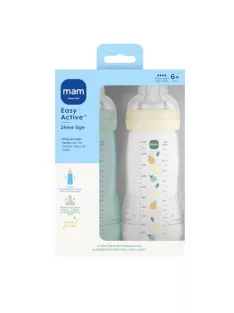   MAM Easy Active cumisüveg 6+ hónap, ( 2 x 330 ml) – szilikon etetőcumival, ultragyors X-es folyással, OUTLET termék