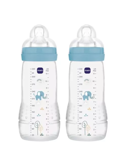 MAM Easy Active cumisüveg 2 x 330 ml, 4+ hónapos kortól, 2-es méretű etetőcumi, elefánt OUTLET termék