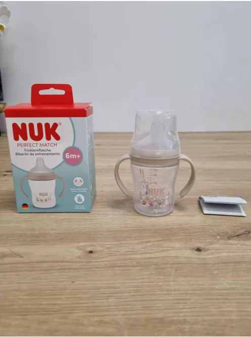 NUK Perfect Match ivástanuló palack 6+ hó, 150 ml  kifolyásgátló ivótanuló pohár, majom, 1 db OUTLET termék