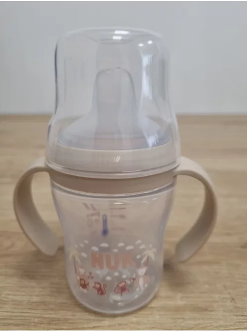 NUK Perfect Match ivástanuló palack 6+ hó, 150 ml  kifolyásgátló ivótanuló pohár, majom, 1 db OUTLET termék