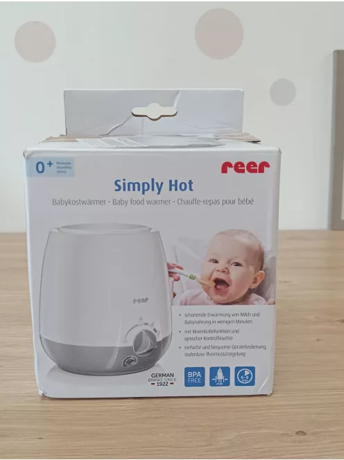 Reer bébiétel-melegítő cumisüveghez és bébiételes üveghez, fehér/szürke OUTLET termék
