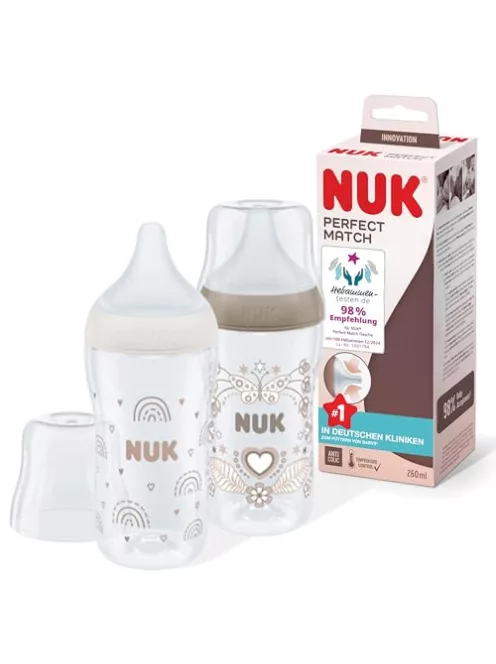 NUK Perfect Match cumisüveg szett 3 hó kortól Anti-Colic 260 ml BPA-mentes OUTLET termék
