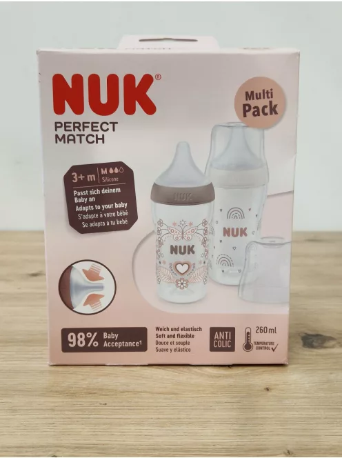 NUK Perfect Match cumisüveg szett 3 hó kortól Anti-Colic 260 ml BPA-mentes OUTLET termék