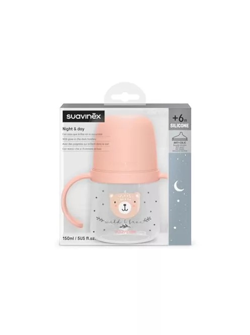 Suavinex itatópohár világító effektussal, csőrös pohár babáknak,150 ml, 6 hó+, OUTLET termék