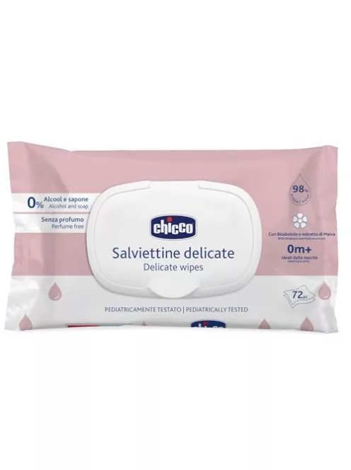 Chicco popsitörlő kattintós fedéllel, alkoholmentes, érzékeny bőrre 72 db OUTLET termék