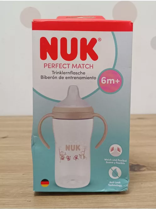 NUK Perfect Match itatópalack  6+hó 260 ml  kifolyásmentes itatópohár, majom mintás 1 db OUTLET termék